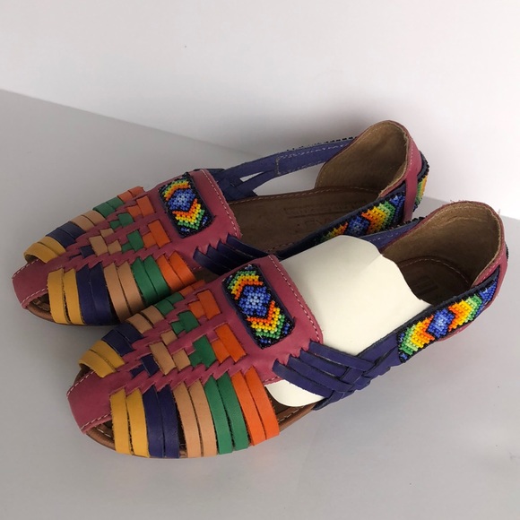 Available now! Mexican Leather Huichol Sandals - Picture 8 of 8